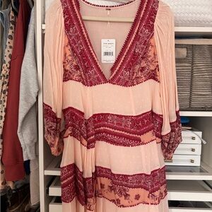 Free People Orange Asymmetrical Tiered Dress